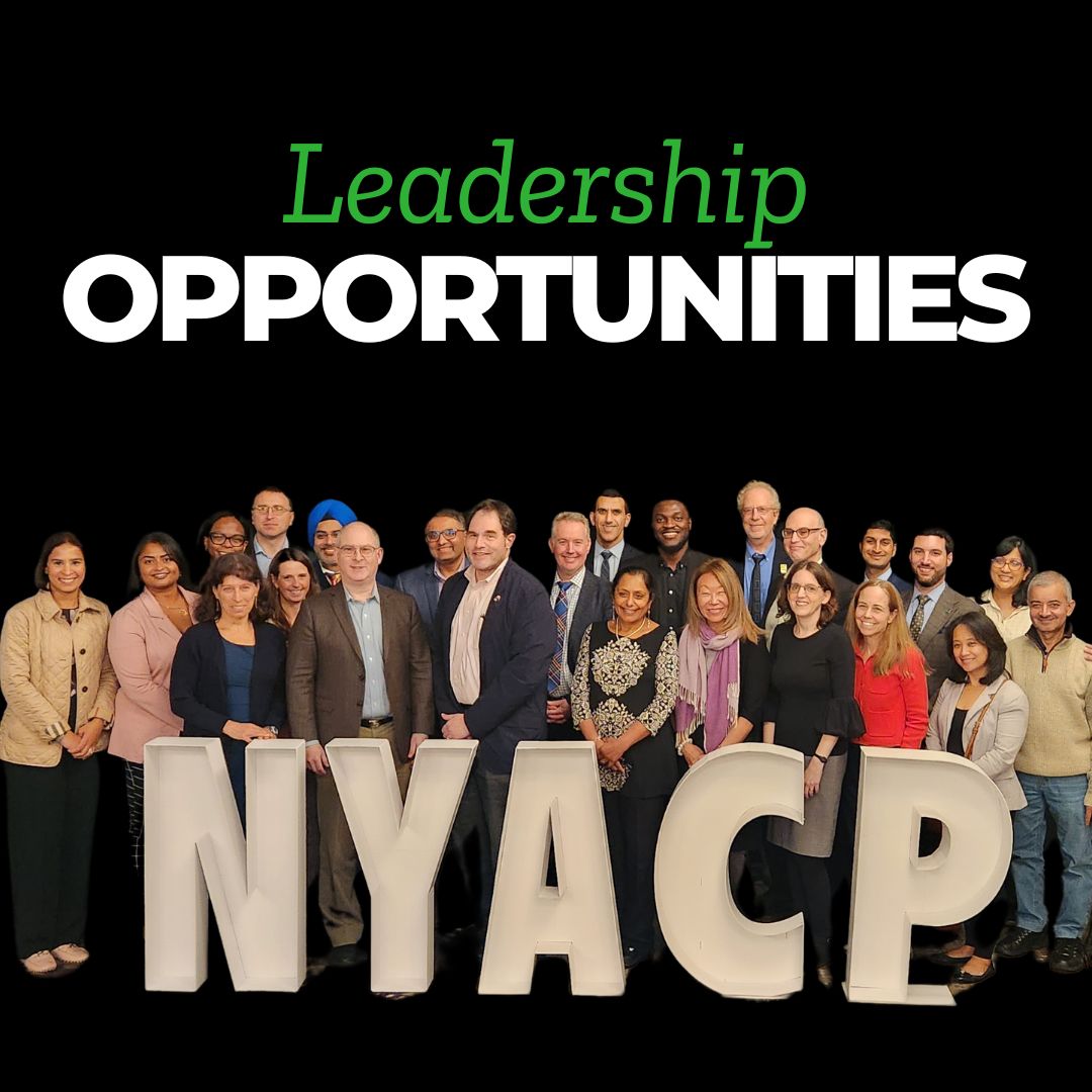 Leadership Opportunities with a large group of men and women standing behind letters NYACP